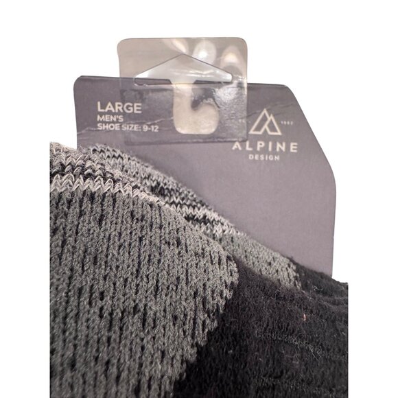 2- Alpine Design Wool Socks Ragg With Kevlar Size Large 9-12 Black NWT Gray Blac - Picture 3 of 5